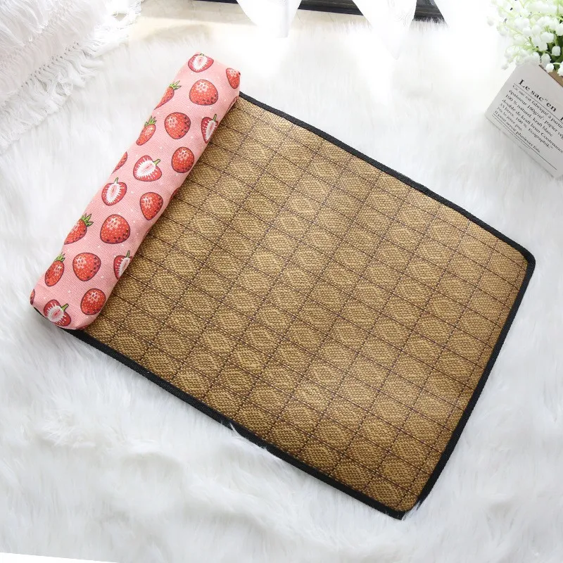 Cat Natural Cooling Mat Summer Pet Self Cooling Pad Cat Bed Mat For Dogs Indoor Rattan Weave Mat Sleeping Cat Bed - Image 18