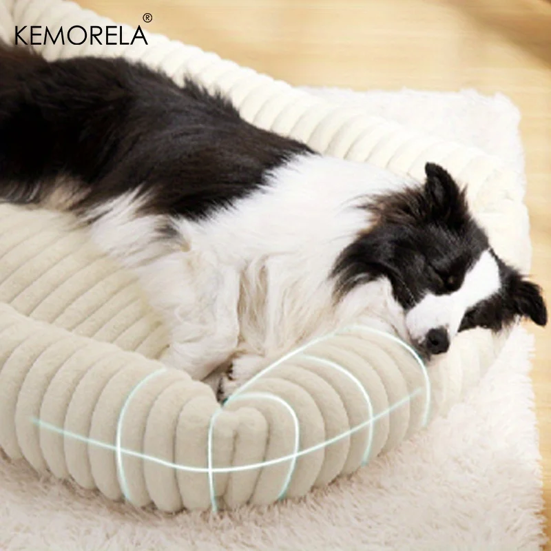 Orthopedic Plush Dog Bed Mattress High Resilience Support All Seasons Fluffy Pet Bed for Medium to Large Dogs Bedroom Friendl