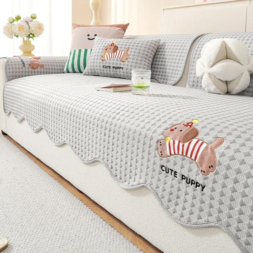 New Ice Silk Sofa Protective Cover Cartoon Dog Non-slip Sofa Seat Mat Breathable Anti-scratch Cooling Couch Cushion Home Decor - Image 7
