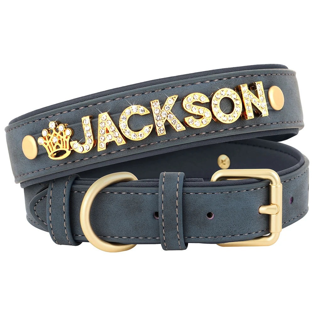 Customized Leather Dog Collar DIY Personalized Small Medium Dogs Chihuahua Pitbull Necklace Free Name Charms Pet Accessories - Image 7