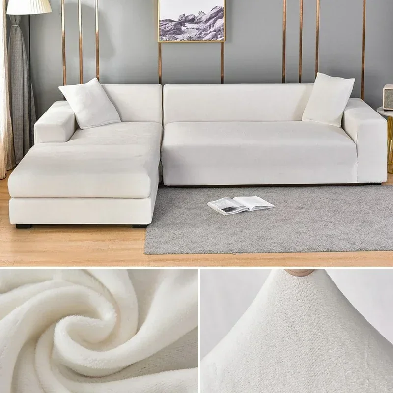 Velvet Sofa Cover Thick Elastic 1/2/3/4 Seater Sofa for Living Room Velvet Plush L Shaped Corner Sofa Cover Couch Cover - Image 14