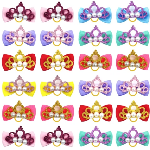 50/100pcs Crown Style Pet Puppy Cat Dog Hair Bows for Small Dogs Puppy Dog Grooming Bows Hair Accessories Dog Pet Supplies