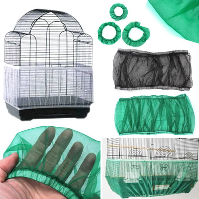 Birdcage Cover Nylon Mesh Bird Parrot Cover Dust Blocking Breathable Fabric Mesh Protective Hood Easy Cleaning Cage Accessori