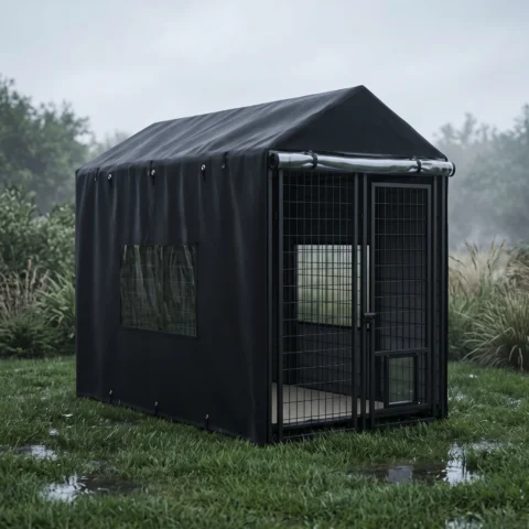 Outdoor Dog Kennel Cover with Openings Weatherproof Dog Kennel Cover with Openings Tarpaulin Windproof Full Coverage