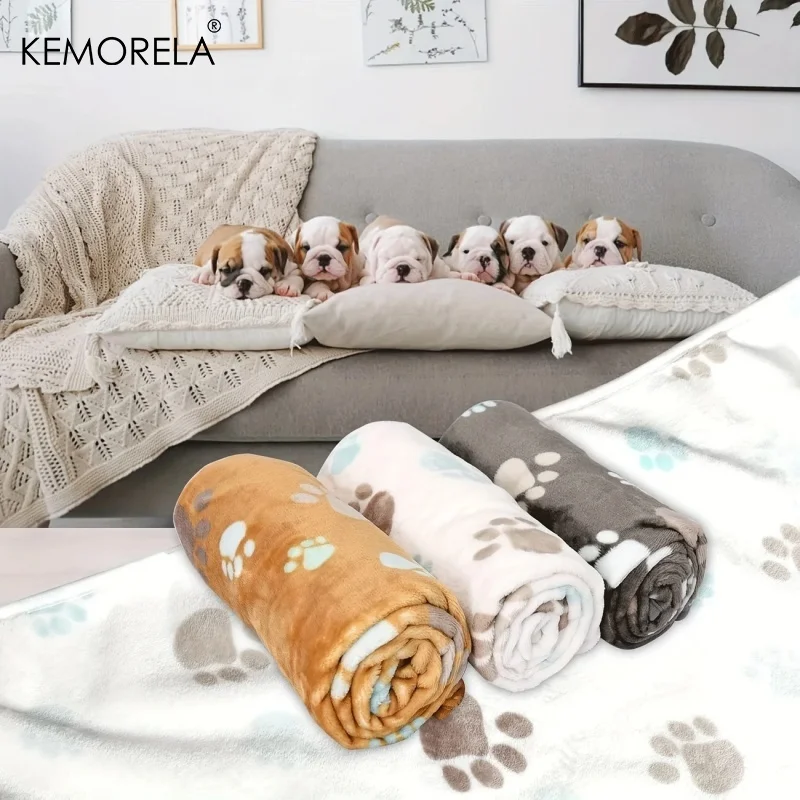 3PCS Soft Flannel Fleece Cat Dog Blanket Bed Mats Paw Foot Print Warm Pet Blanket Sleeping Beds Cover Mat For Pets Supplies