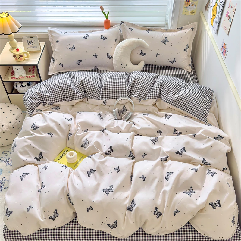 New Cute Stars Printed Bedding Set 4/3/1 Pcs Skin-friedly Breathable Duvet Covers Comfortable Durable Single Double Quilt Cover - Image 19
