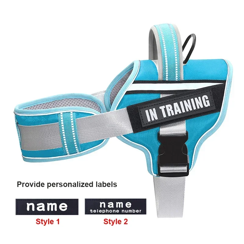 KOMMILIFE Adjustable Nylon Dog Harness Personalized Harness For Dogs Reflective Breathable Neck Guard Dog Harness Vest No Pull - Image 13