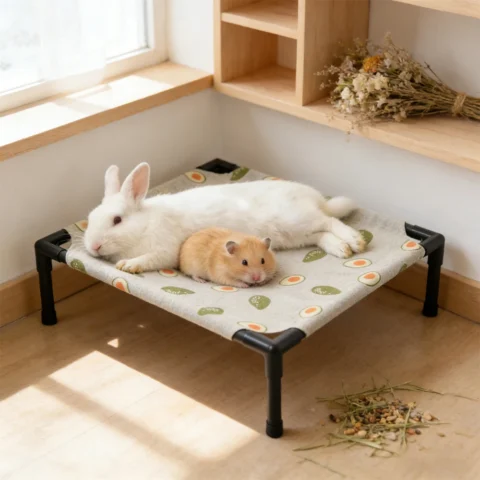 1PC Elevated Pet Bed Raised Small Animal Bed Breathable Washable Cooling Sleep Mat for Rabbit Hamster Cat Puppy Indoor Bed Ho
