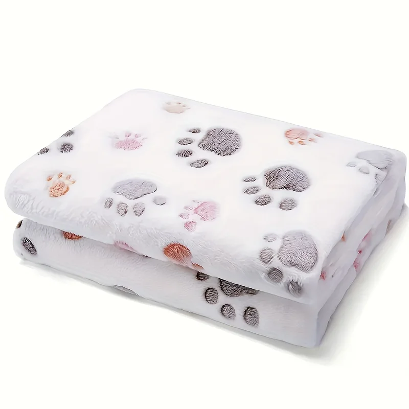 1PC Soft Flannel Fleece Cat Dog Blanket Bed Mats Paw Foot Print Warm Pet Blanket Sleeping Beds Cover Mat For Pets Supplies