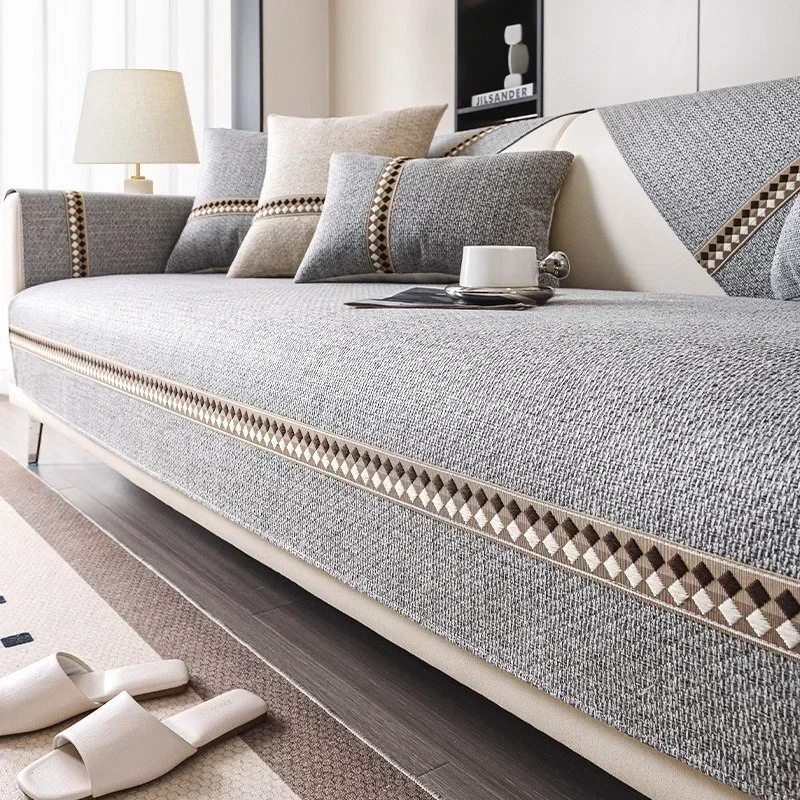 Cotton and Linen Sofa Towel Solid Color Sofa Mat Four Seasons Universal Sofas Pad for Living Room Anti-Slip Couch Cushion Luxury - Image 7