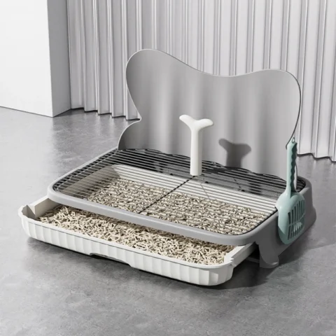Indoor Dog Potty Tray with Drawer Large Size Puppy Litter Box with Grid & Urine Guard Detachable Pet Toilet for Large Dogs