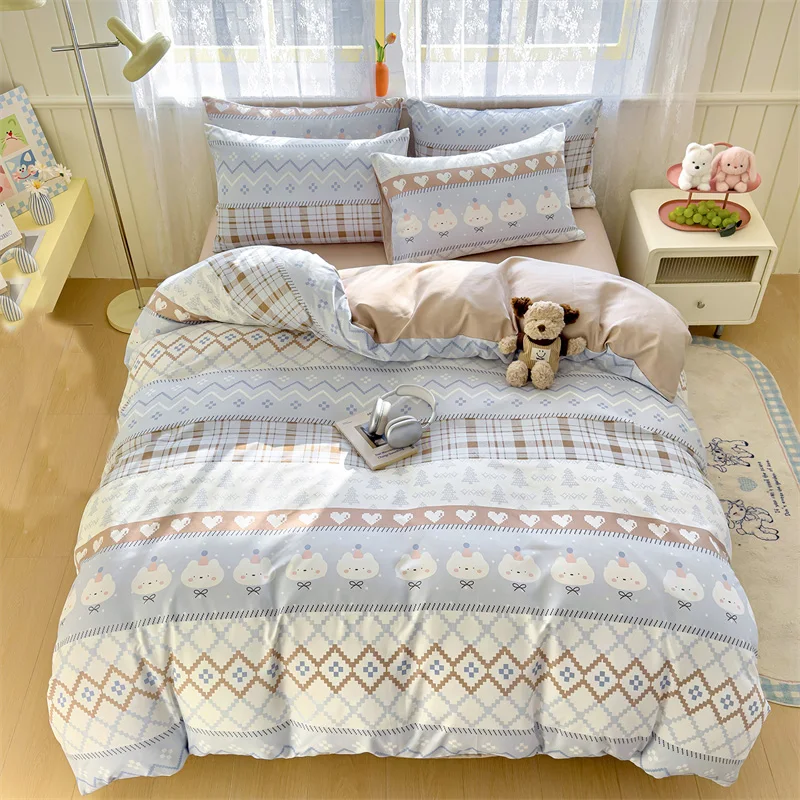 New Cute Stars Printed Bedding Set 4/3/1 Pcs Skin-friedly Breathable Duvet Covers Comfortable Durable Single Double Quilt Cover - Image 22