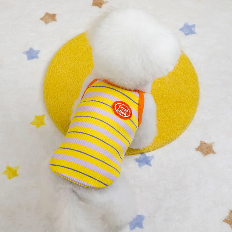 Dog Clothes Summer Strips Sleeveless Hoodie Vest For Small Dogs Chihuahua Poodle Puppy T-Shirt Boy Girl Sweatshirt Vests For