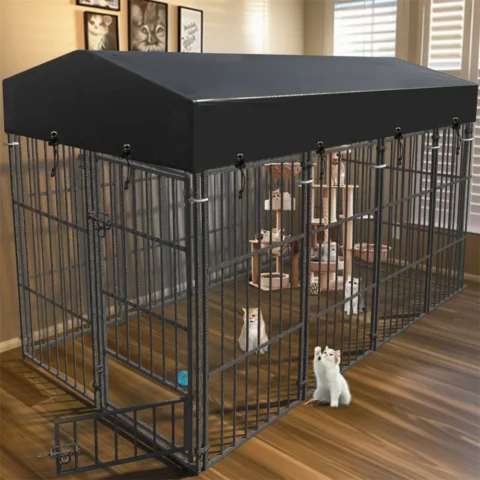Heavy Duty Large Dog Kennel Pet Welded Metal Playpen Animal Cage with Roof Cover Pet