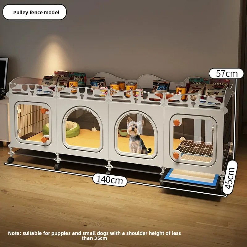 Small Dog Crate with Separate Toilet Area Puppy House for Teddy Bichon Pet Bedroom Kennel Cozy Puppy Home with Removable Tray