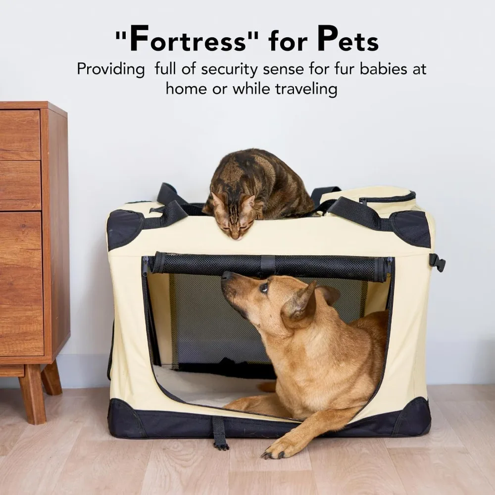 Foldable Dog Crate for Car Portable Soft Pet Carrier Large Capacity Travel Crate for Medium Large Dog Puppy Cat Cage Bag