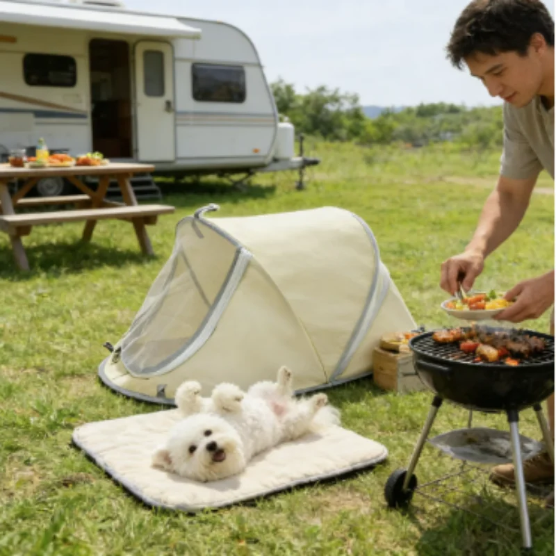 Waterproof Breathable Pop Up Dog Tent Portable Sunproof Outdoor Pet House Foldable Dog Crate With Cushion For Small Medium Pu