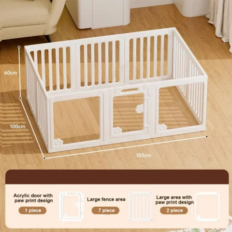 150x100x60cm Dog Cage Dog Fence Indoor Fence Protective Fence Pet Small Household Acrylic Transparent Anti Escape Dog House