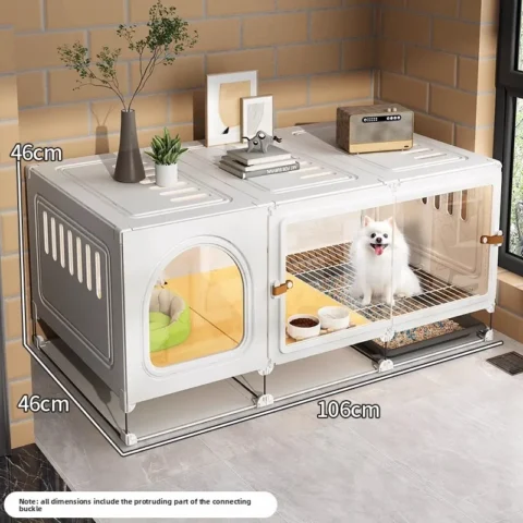 Small Dog Cage with Toilets Luxury One Room One Living Room Pet Villa Puppy Crate with Separate Toilet Area Indoor Dogs House