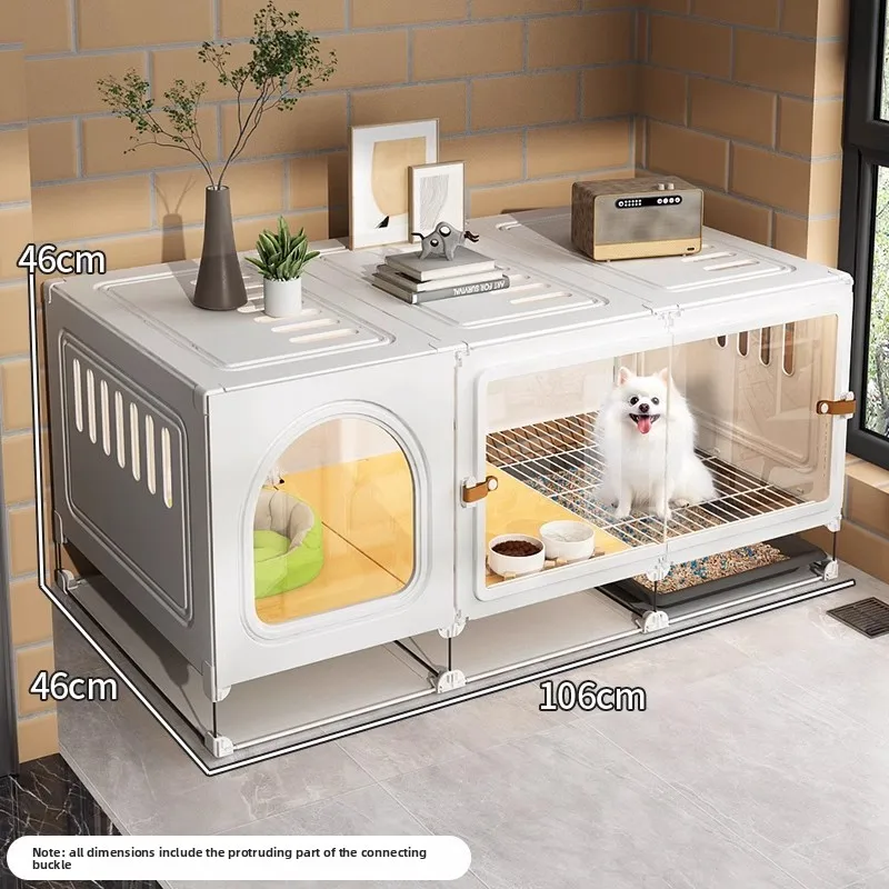 Small Dog Cage with Toilets Luxury One Room One Living Room Pet Villa Puppy Crate with Separate Toilet Area Indoor Dogs House