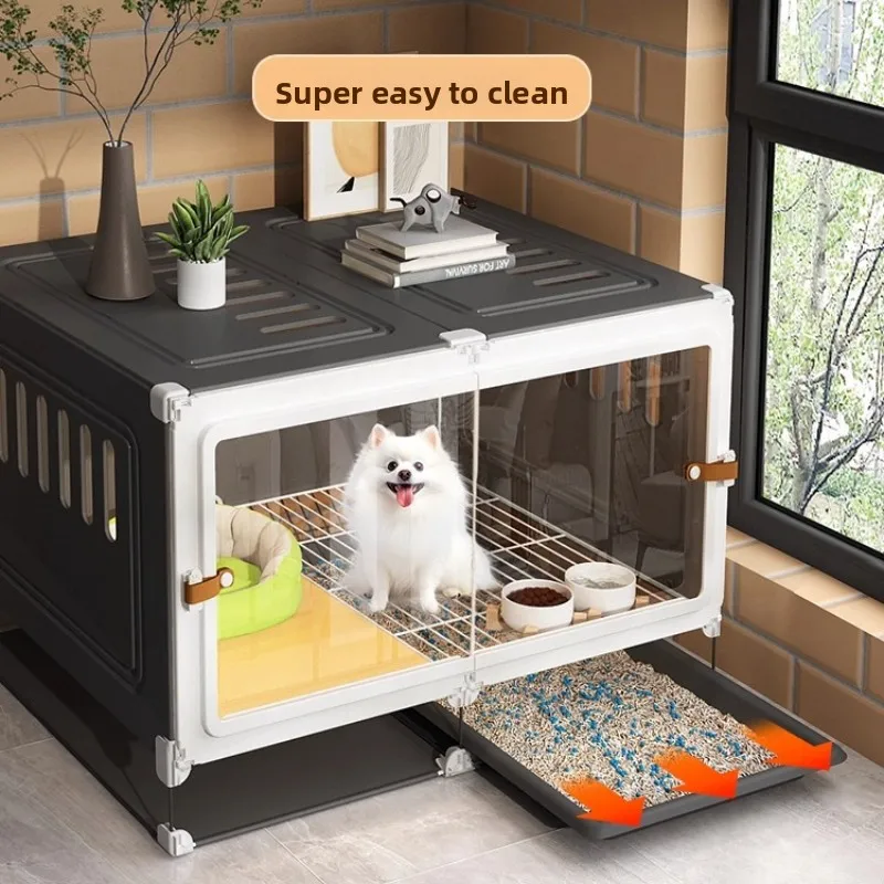 Small Dog Cage with Toilets Luxury One Room One Living Room Pet Villa Puppy Crate with Separate Toilet Area Indoor Dogs House