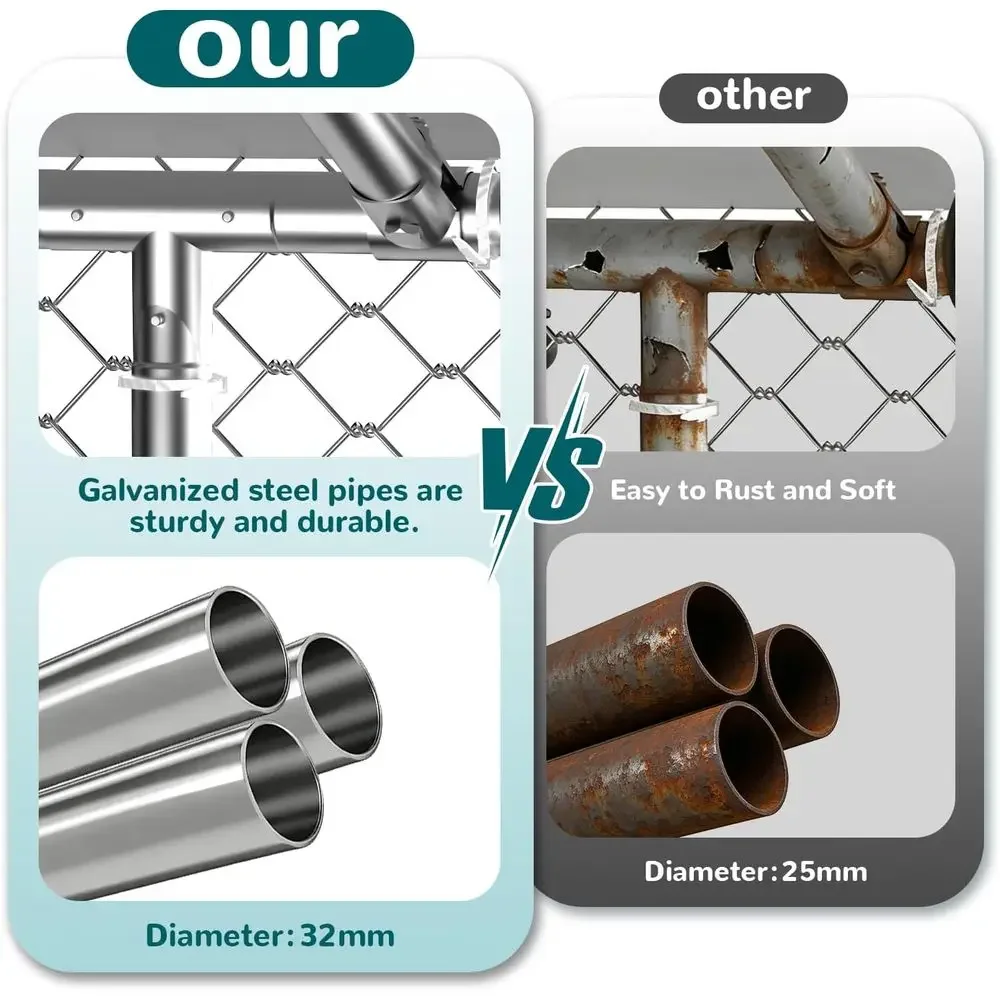 Sturdy 7.8'x7.8' Outdoor Dog Enclosure with Mesh, Lock, and Waterproof Cover for Large Breeds