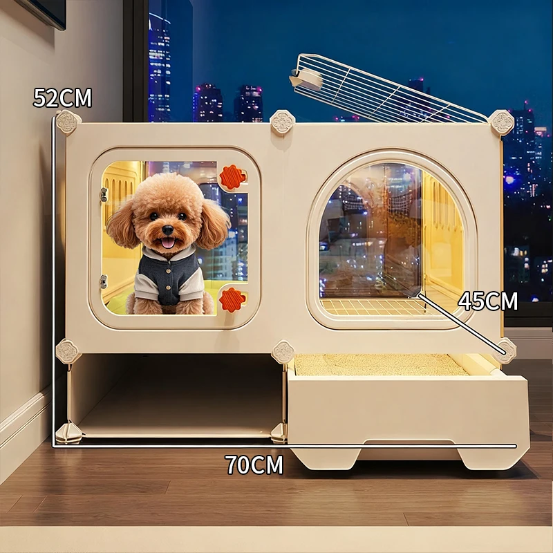 One Room Suite Dog Cage Luxury Pet Villa with Toilet Separate Area Teddy Dog House Premium Pet Residence System Indoor Kennel