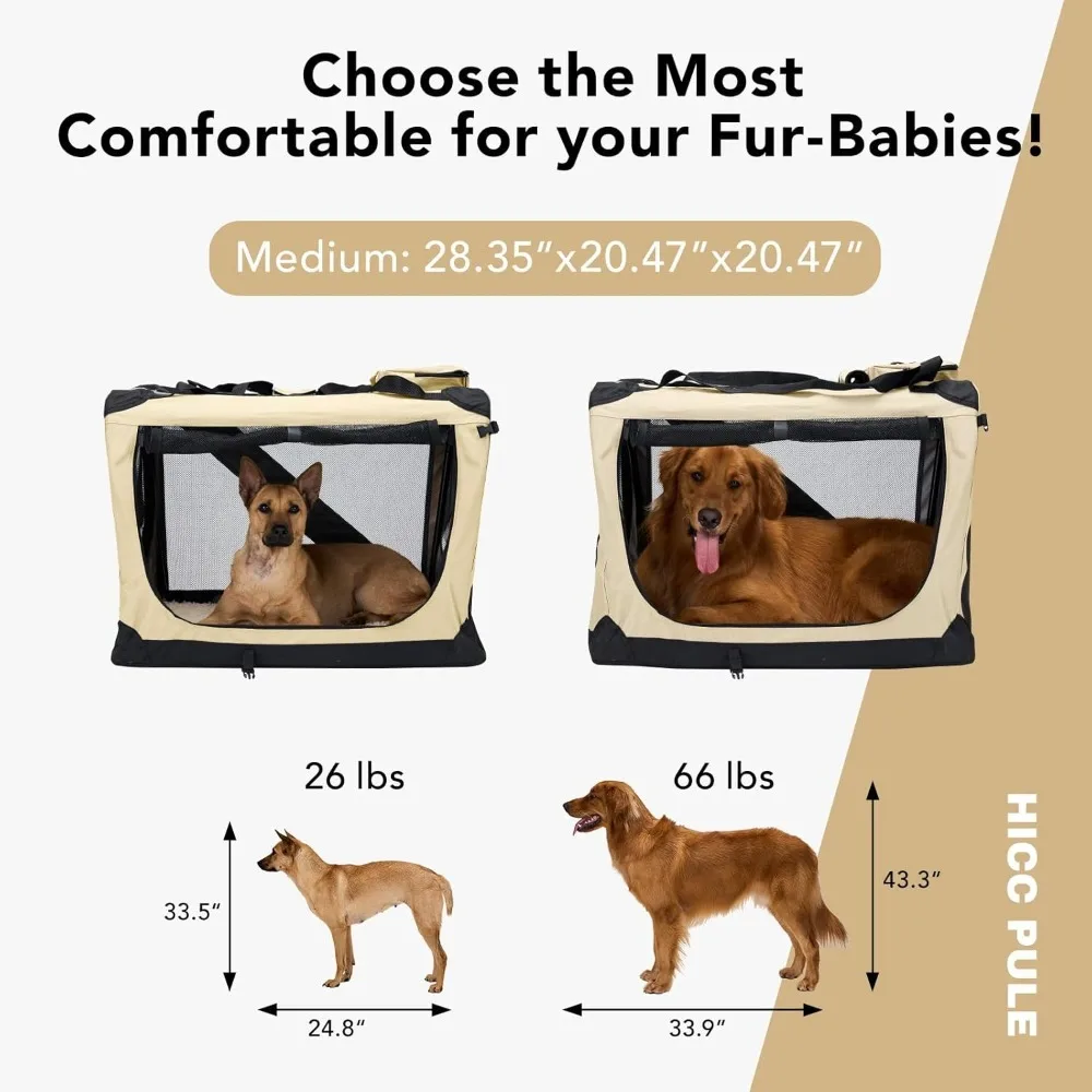 Foldable Dog Crate for Car Portable Soft Pet Carrier Large Capacity Travel Crate for Medium Large Dog Puppy Cat Cage Bag