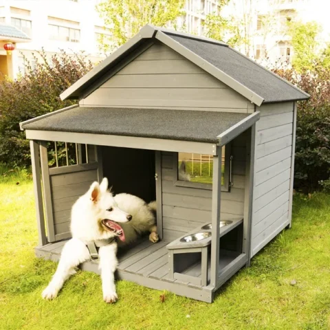 Wood Dog House Four Seasons Outdoor Rainproof Dog Cage Villa Medium and Large Indoor Nest Balcony Kennel Dog House