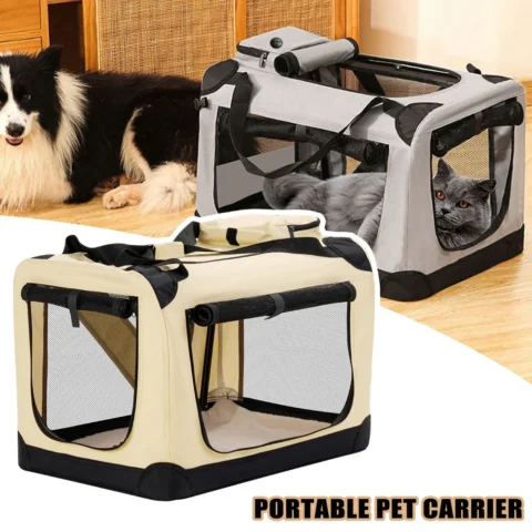 Soft Portable Pet Carrier Foldable Dog Crate for Car Large Collapsible Travel Crate for Medium Large Dog Puppy Cat Cage