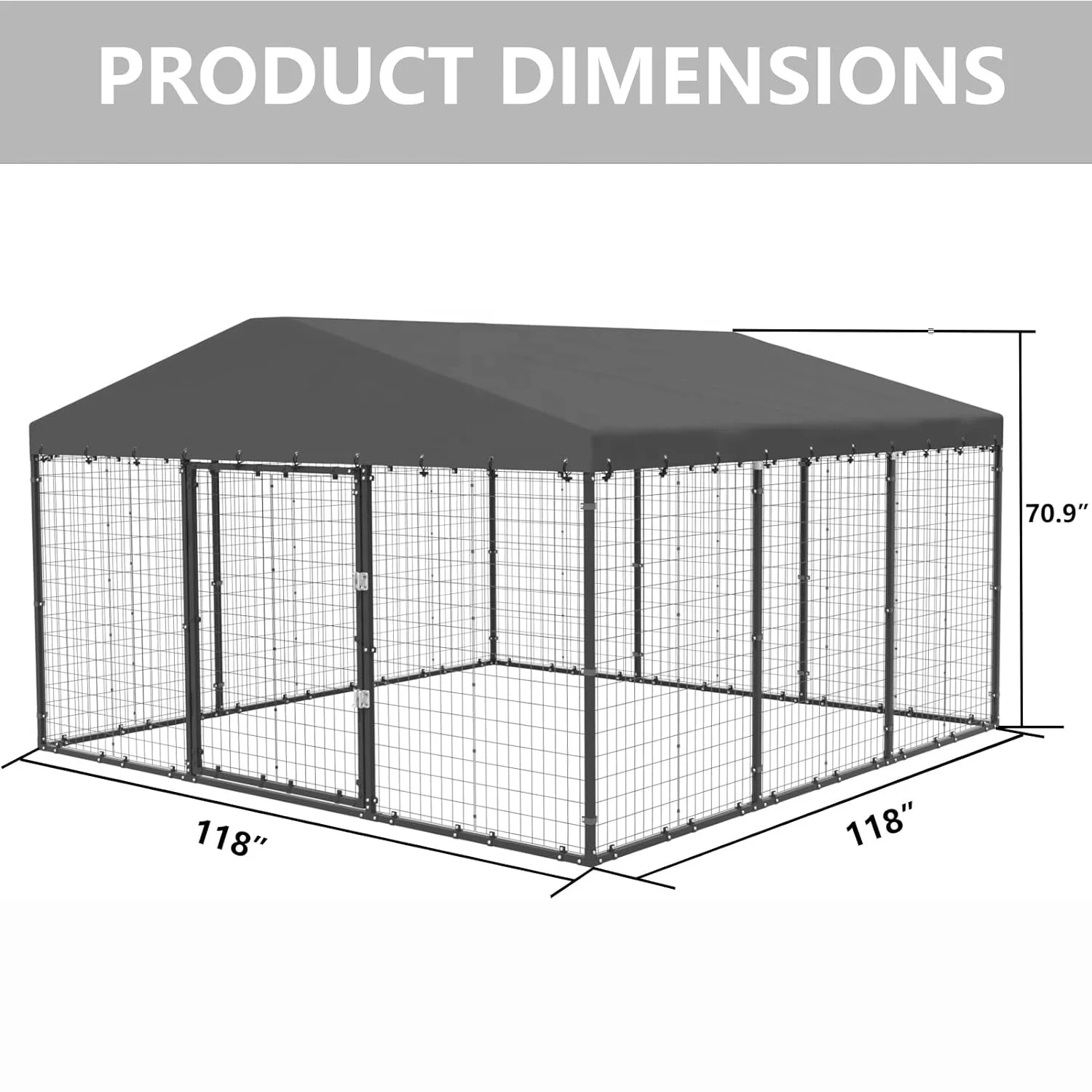 Cage Kennel Backyard Dog Large Outdoor Heavy Duty Wire Mesh Dog Pen with Waterproof Top and Sunshade for Farm Garden