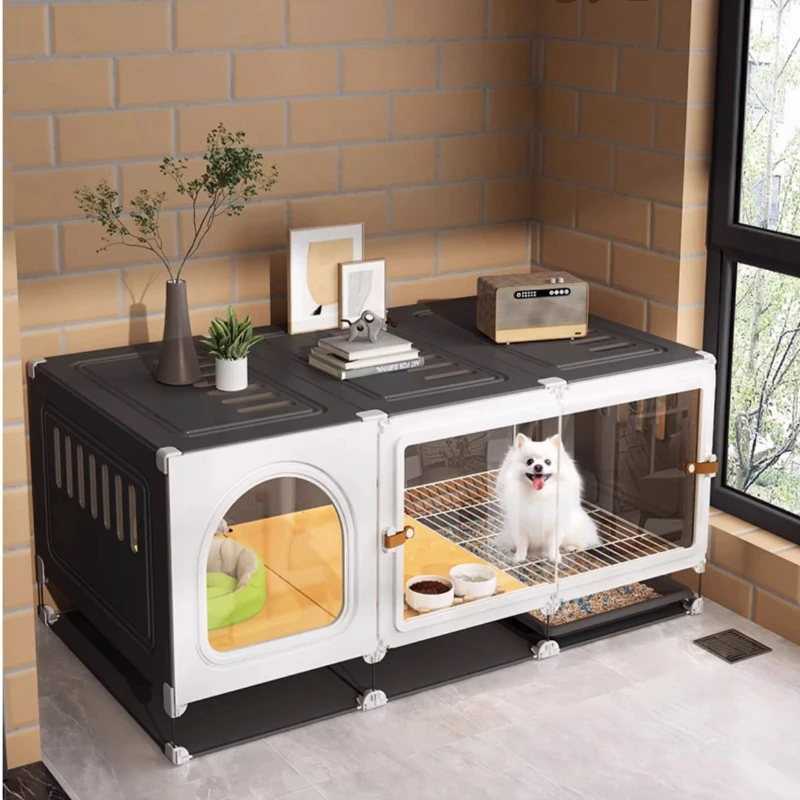 Small Dog Cage with Toilets Luxury One Room One Living Room Pet Villa Puppy Crate with Separate Toilet Area Indoor Dogs House