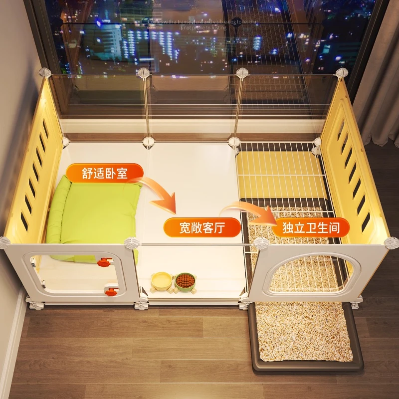 One Room Suite Dog Cage Luxury Pet Villa with Toilet Separate Area Teddy Dog House Premium Pet Residence System Indoor Kennel