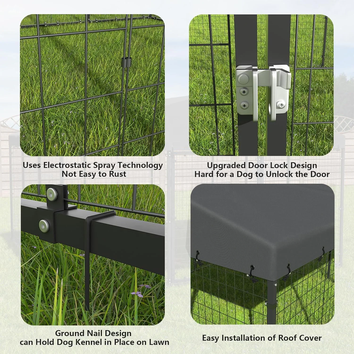 Cage Kennel Backyard Dog Large Outdoor Heavy Duty Wire Mesh Dog Pen with Waterproof Top and Sunshade for Farm Garden