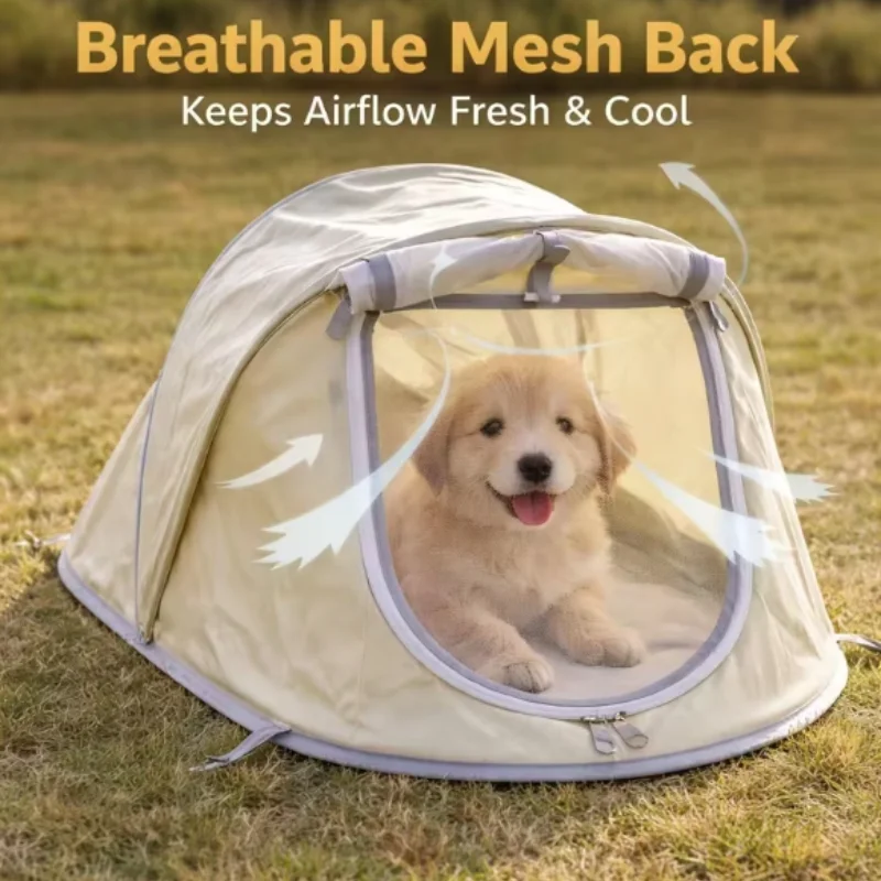 Waterproof Breathable Pop Up Dog Tent Portable Sunproof Outdoor Pet House Foldable Dog Crate With Cushion For Small Medium Pu