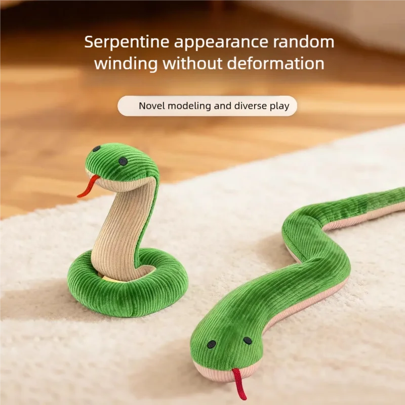 Interactive Snake-Shape Chew Toy for Kittens And Puppies Bite-Resistant Plush Sound Pet Teething Toy for Small Animals