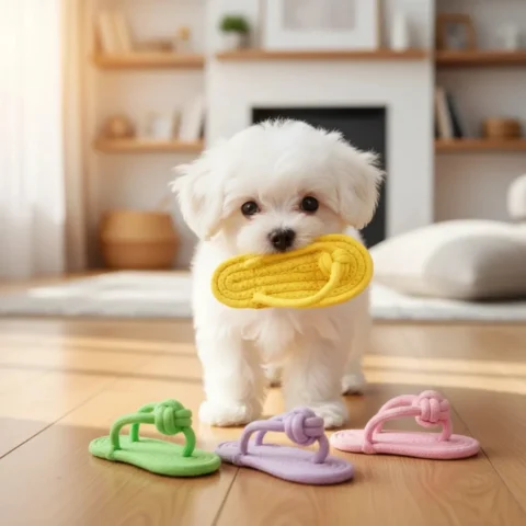Pet Cotton Rope Slipper Knot Toy For Small Dogs Interactive Chew Toy Dental Clean Teeth Grind Tartar Control Non Toxic Dog To