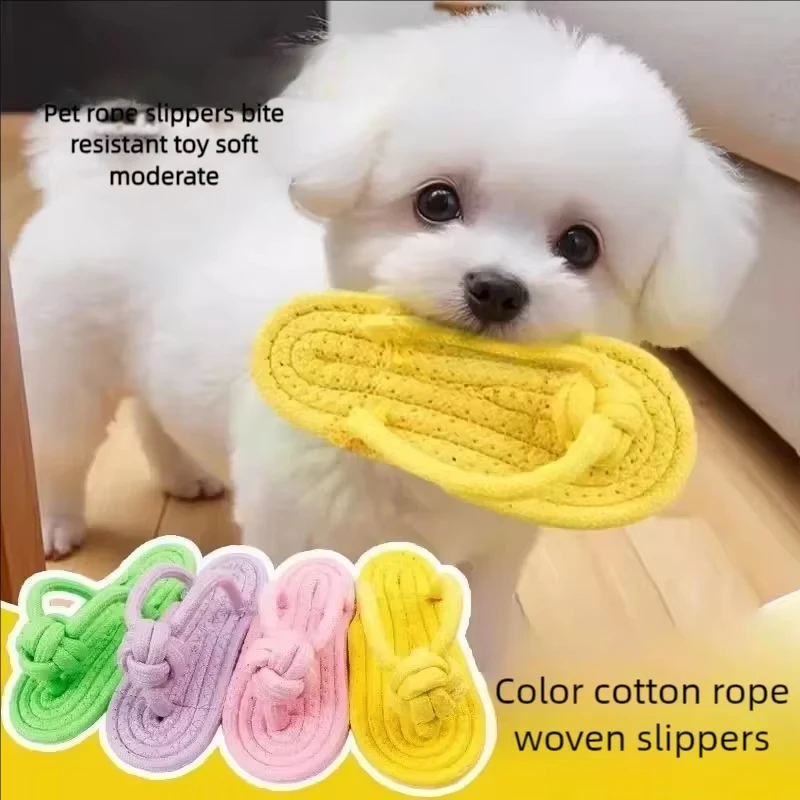 Pet Cotton Rope Slipper Knot Toy For Small Dogs Interactive Chew Toy Dental Clean Teeth Grind Tartar Control Non Toxic Dog To