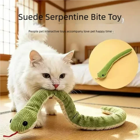 Interactive Snake-Shape Chew Toy for Kittens And Puppies Bite-Resistant Plush Sound Pet Teething Toy for Small Animals