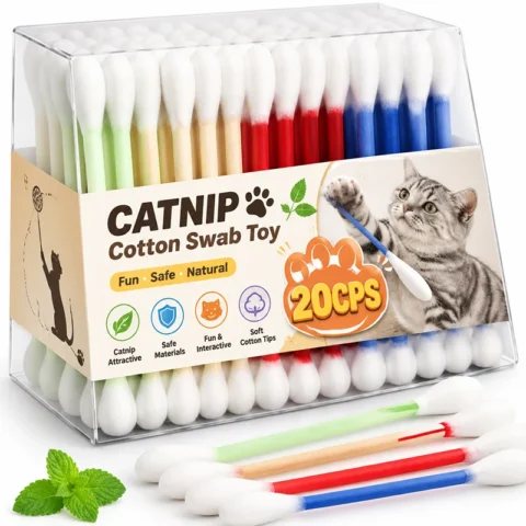 Cat Mint Cotton Swab Cat Toy Natural Catnip Wooden Stick Teething Teeth Cleaning Chew Toys Interactive Kitten Play Accessorie