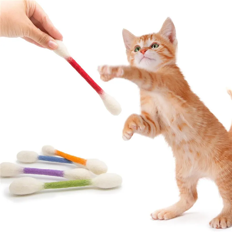 Creative Cat Catnip Toy Felt Cotton Swabs Cat Toy Teething Cleaning Chew Toys Kitten Grinding Biting Stick Cats Catnip Toy