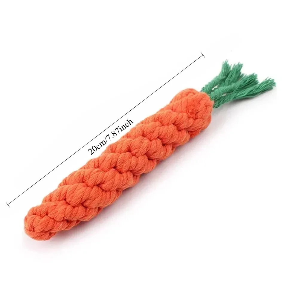 Carrot Shaped Dog Rope Toy Safe Durable Woven Cotton Chew Teething Toy Teeth Cleaning for Puppies Pet Molar Supplies - Image 2