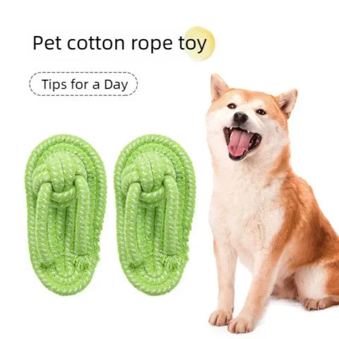 Pet Slippers Toys Cotton Grinding Rope Teeth Cleaning Chew Accessory For Small Medium Cats Dogs Oral Care Pet Daily Supplies