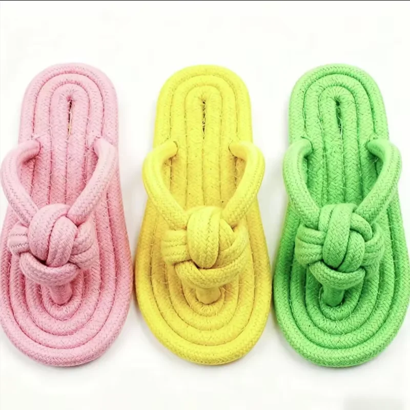 Pet Interactive Chewing Toy Slipper Shaped Cotton Rope Dog Molar Toy Teeth Health Grinding Toy For Dog Daily Training & Play