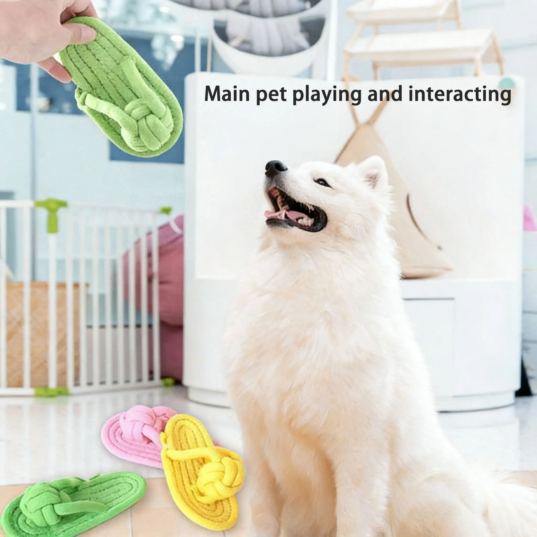 Pet Interactive Chewing Toy Slipper Shaped Cotton Rope Dog Molar Toy Teeth Health Grinding Toy For Dog Daily Training & Play