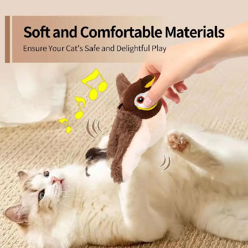Pet Toy Plush Bite-Resistant and Drop-Proof Flapping Shaky Bird Cat Self-Entertainment Simulated Sparrow Pet Supplies