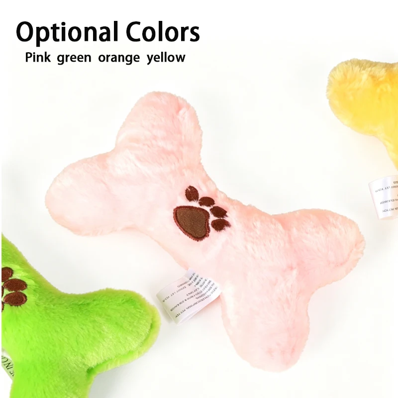 Cartoon Dog Bone Plush Toy, Squeaky Sound Toy, Teeth Grinding, Calming & Boredom Relief, Soft Pet Chew Toy for Puppies & Dogs