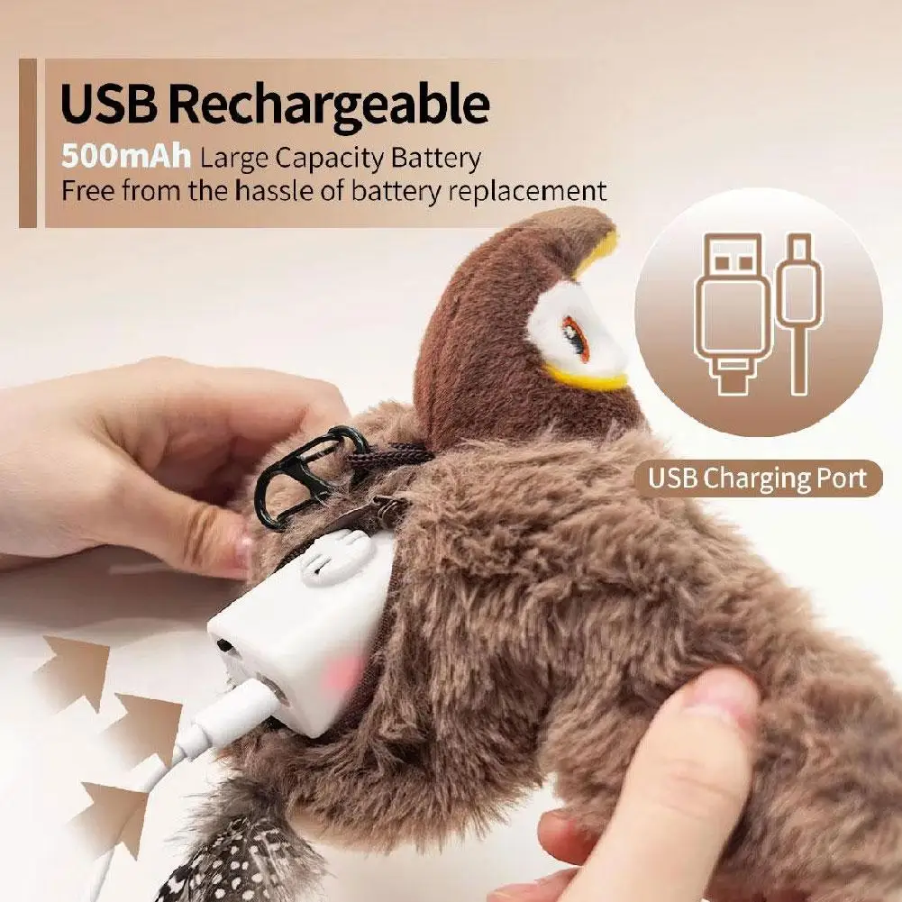 Pet Toy Plush Bite-Resistant and Drop-Proof Flapping Shaky Bird Cat Self-Entertainment Simulated Sparrow Pet Supplies