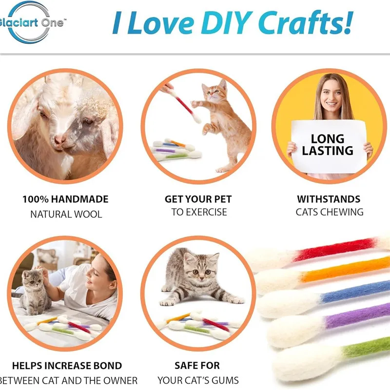 Creative Cat Catnip Toy Felt Cotton Swabs Cat Toy Teething Cleaning Chew Toys Kitten Grinding Biting Stick Cats Catnip Toy