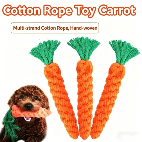 Interactive Carrot Cotton Rope Chew Toys For Small Dogs Puppy Teeth Cleaning Bite Resistant Pet Play Toy Pet Supplies